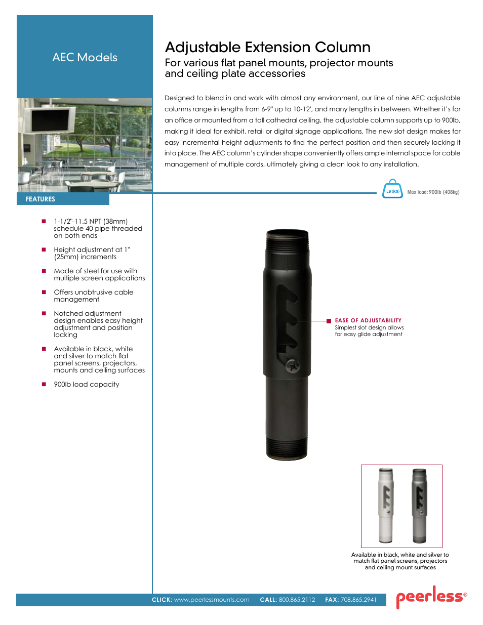 Peerless-AV AEC1012_S_W  - Sell Sheet User Manual | 2 pages