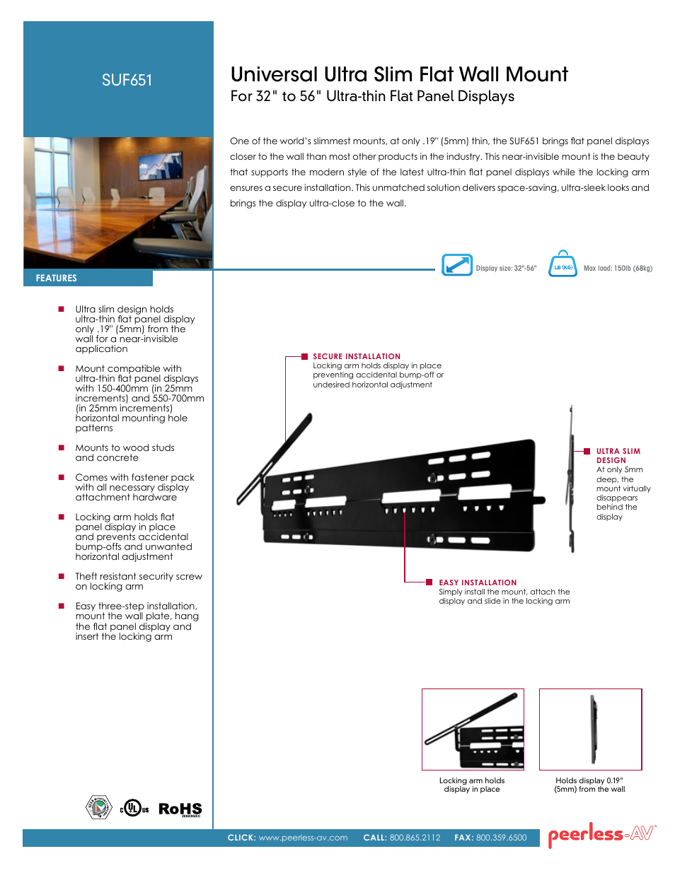 Peerless-AV SUF651  - Sell Sheet User Manual | 2 pages