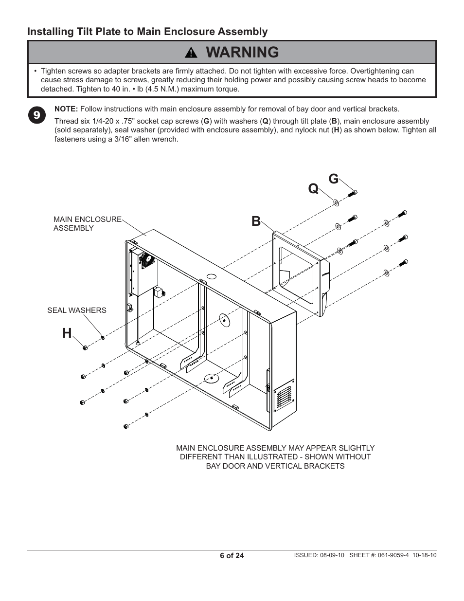 Warning, Gq b h | Peerless-AV FPECMI-04 - Installation User Manual | Page 6 / 24