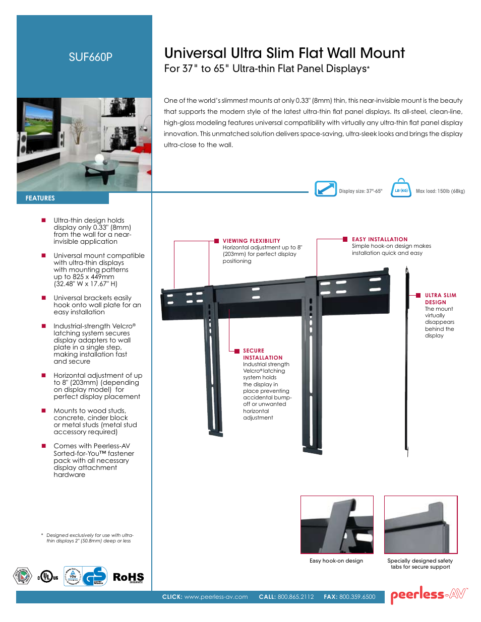 Peerless-AV SUF660P  - Sell Sheet User Manual | 2 pages