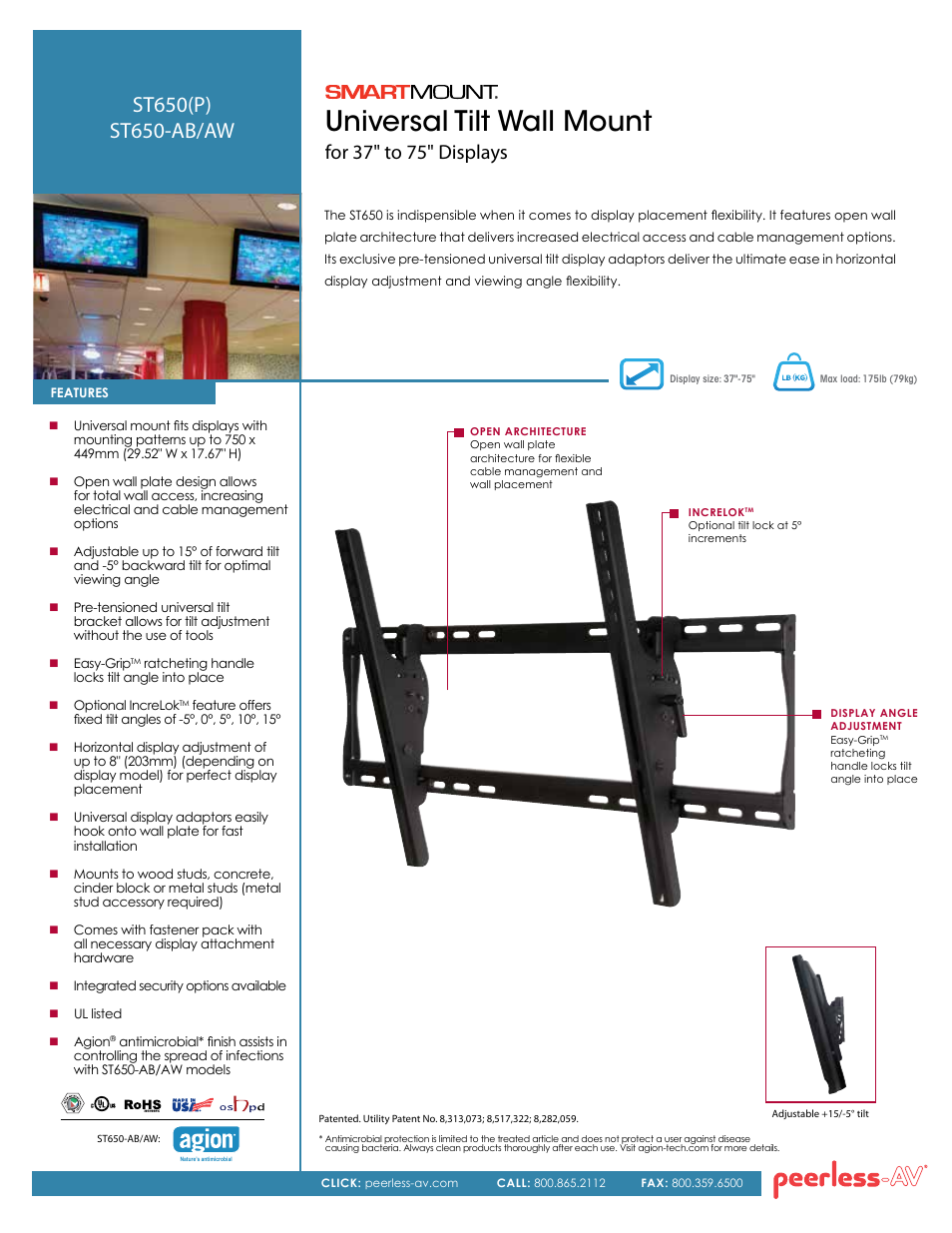 Peerless-AV ST650P  - Sell Sheet User Manual | 2 pages