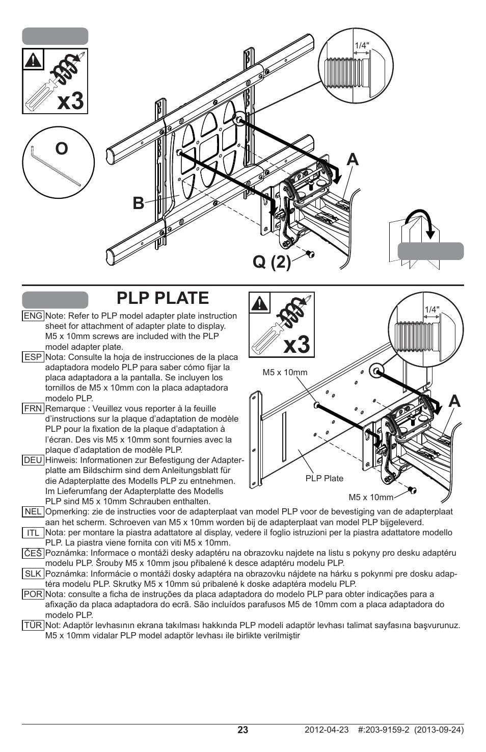 Plp plate, 5a b, 5q (2) o | Peerless-AV SA771PU - Installation User Manual | Page 23 / 32