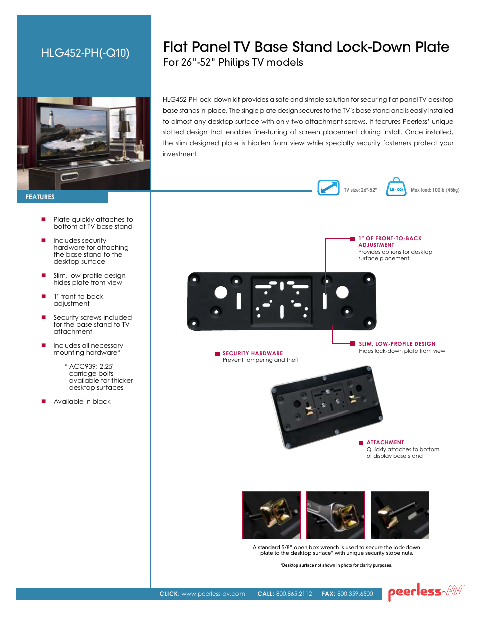 Peerless-AV HLG452-PH-Q10  - Sell Sheet User Manual | 2 pages