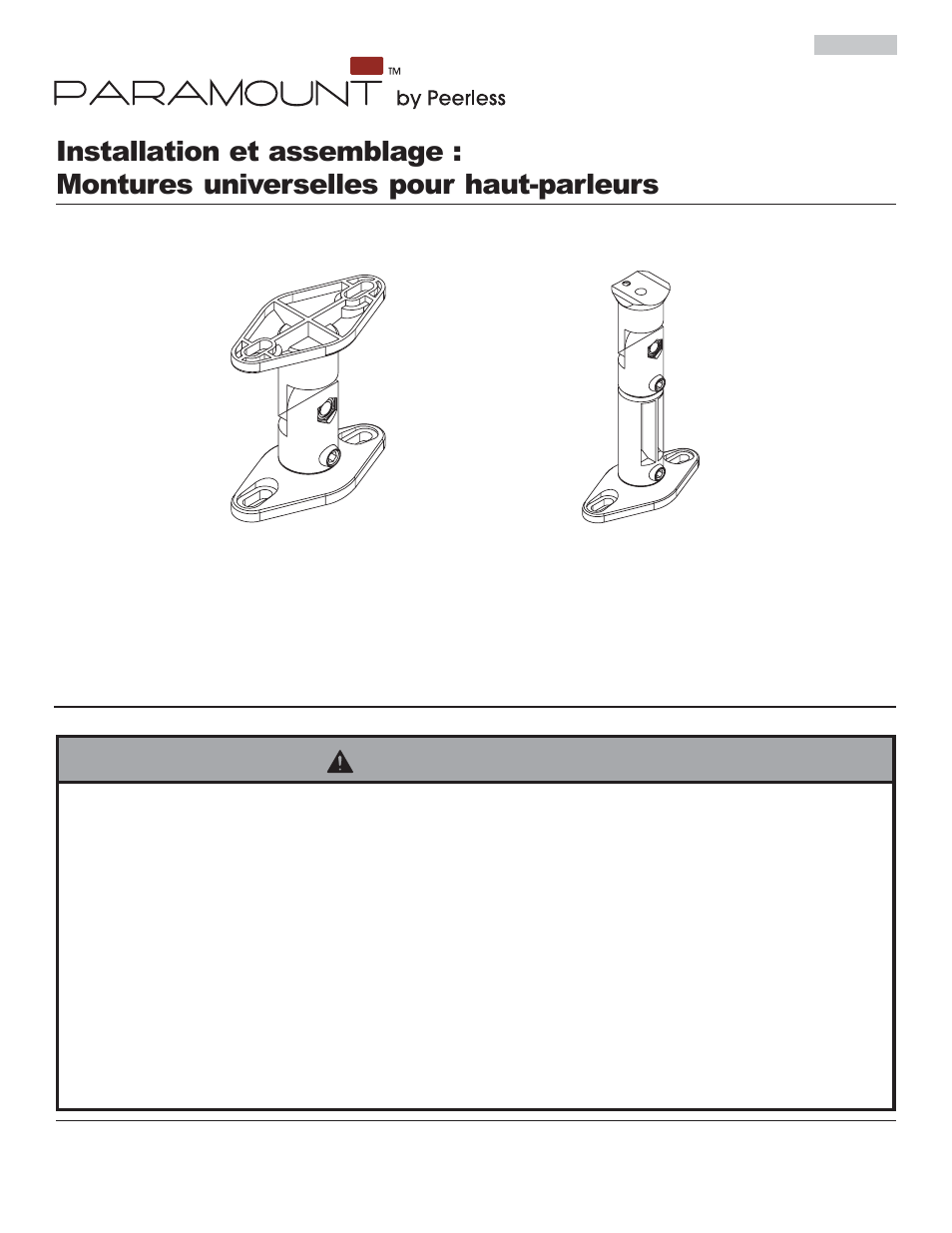 Avertissement, Modèles psp2, psp2-w, psp5, psp5-w, Caractéristiques | Peerless-AV PSP5-W - Installation User Manual | Page 13 / 18