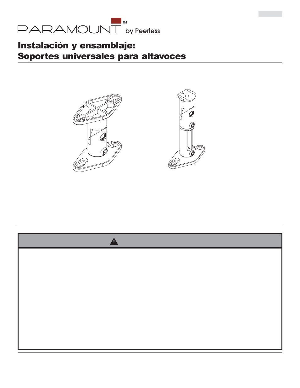 Advertencia, Modelos: psp2, psp2-w, psp5, psp5-w, Características | Peerless-AV PSP5-W - Installation User Manual | Page 7 / 18