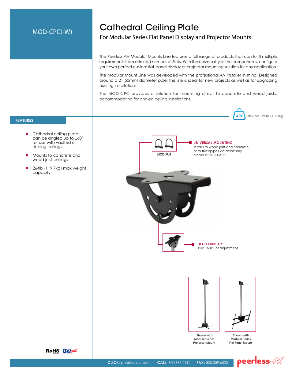 Peerless-AV MOD-CPC-W  - Sell Sheet User Manual | 2 pages