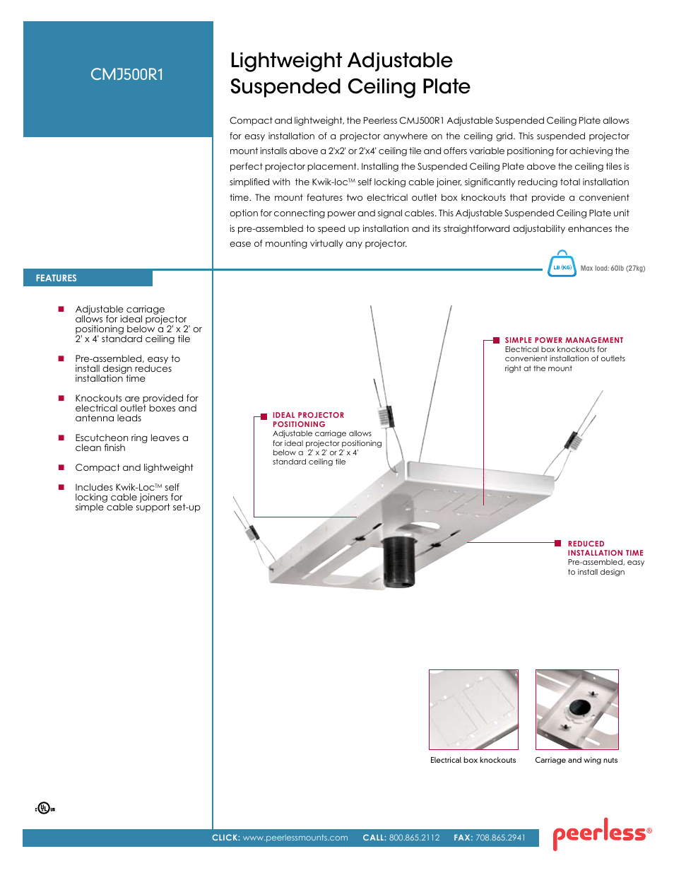 Peerless-AV CMJ500R1  - Sell Sheet User Manual | 2 pages