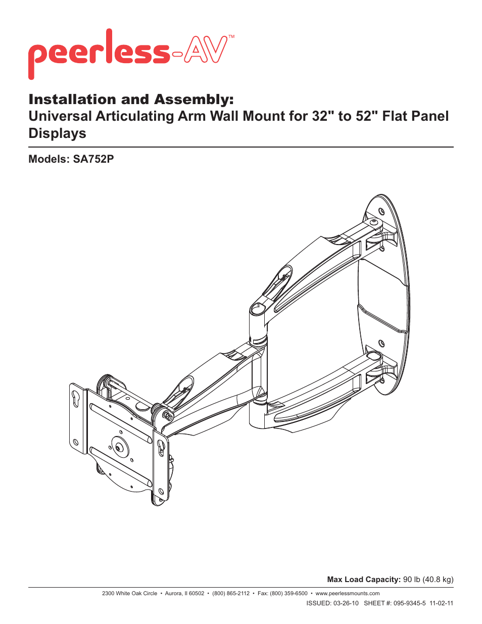 Peerless-AV SA752P - Installation User Manual | 34 pages