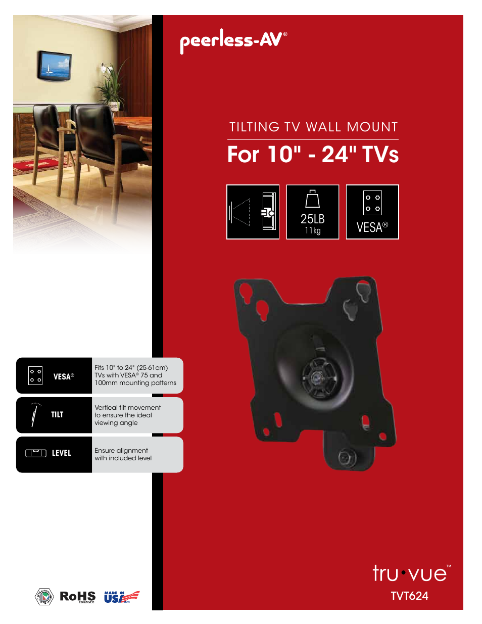 Peerless-AV TVT624  - Sell Sheet User Manual | 2 pages