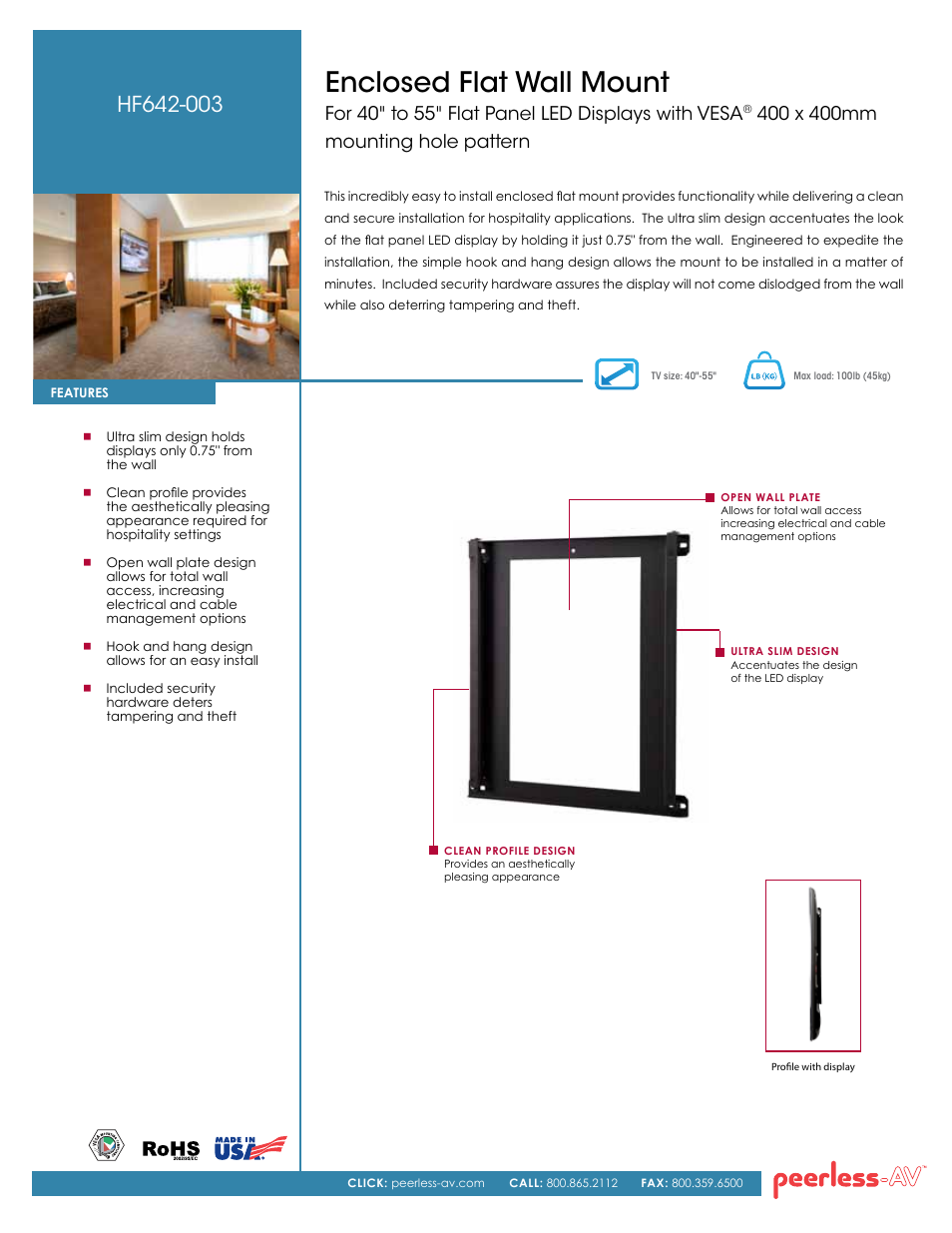 Peerless-AV HF642-003  - Sell Sheet User Manual | 2 pages