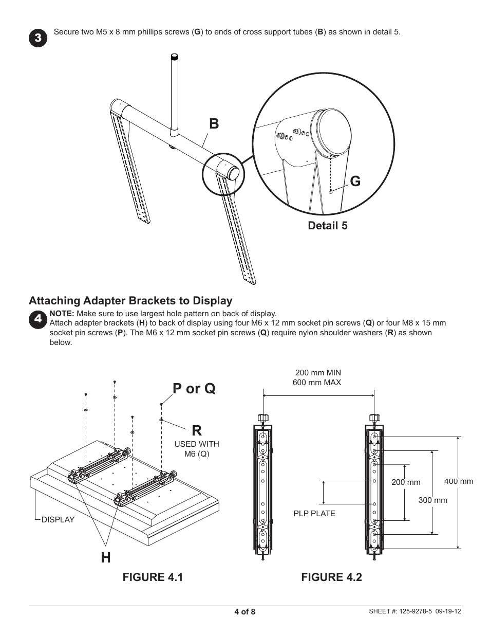 P or q r h | Peerless-AV DS-VWT955-2X2 - Installation User Manual | Page 4 / 8
