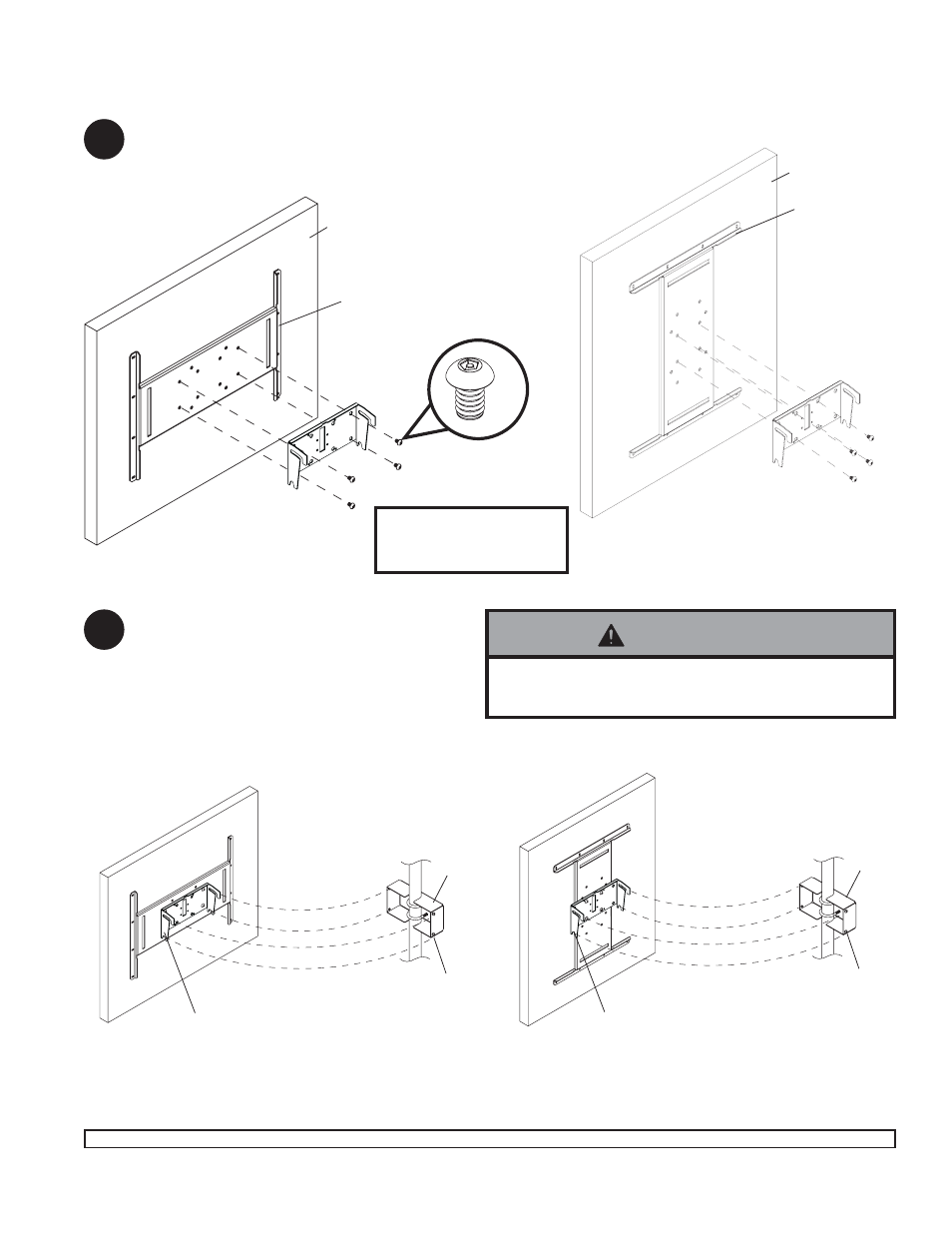 Warning, Ba b c, Ca b | Peerless-AV MIS-ACC201 - Installation User Manual | Page 3 / 3