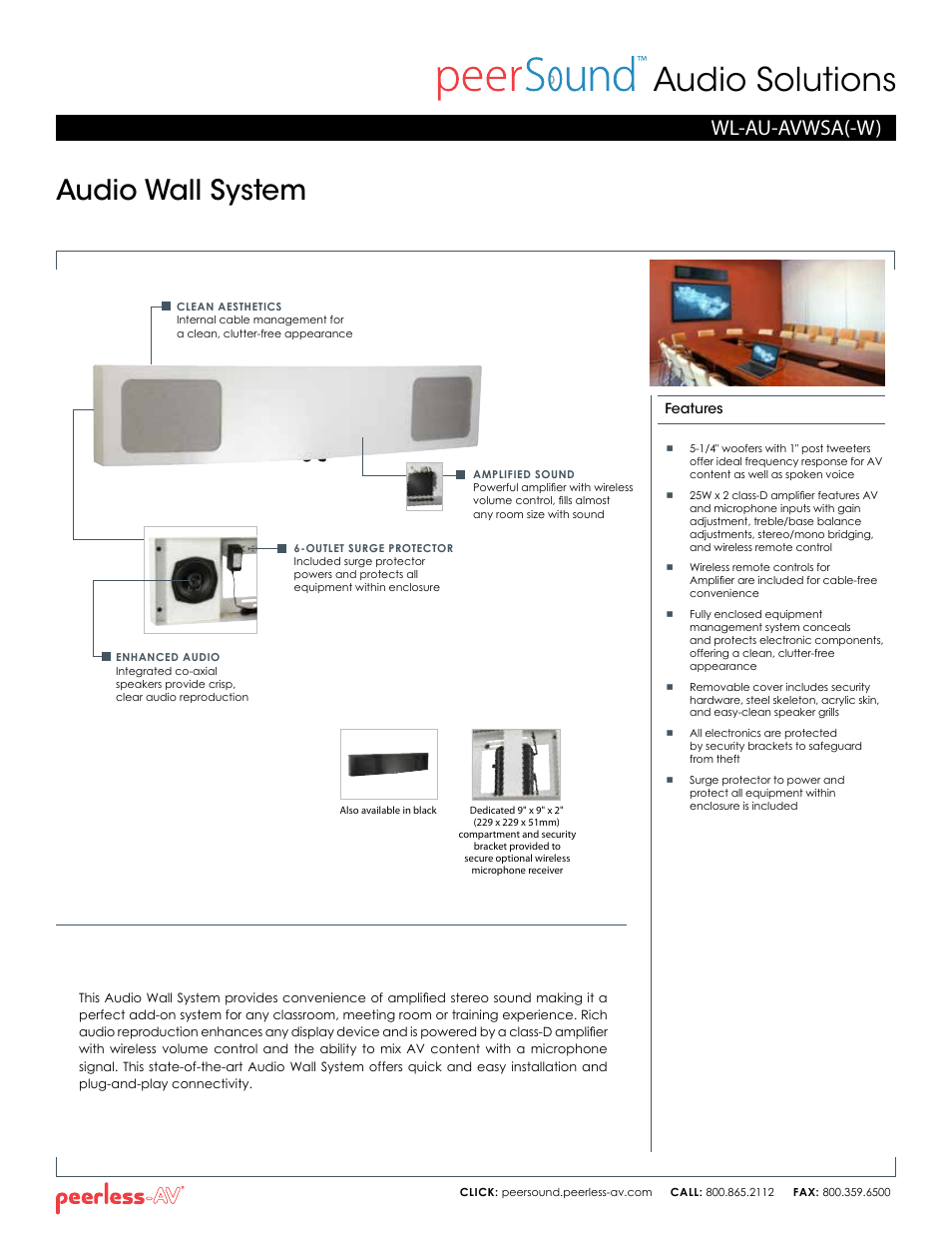 Peerless-AV WL-AU-AVWSA  - Sell Sheet User Manual | 2 pages