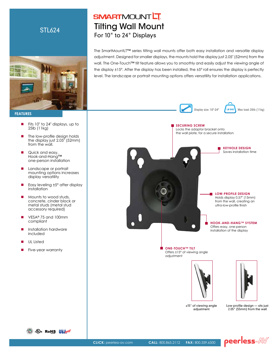 Peerless-AV STL624  - Sell Sheet User Manual | 2 pages