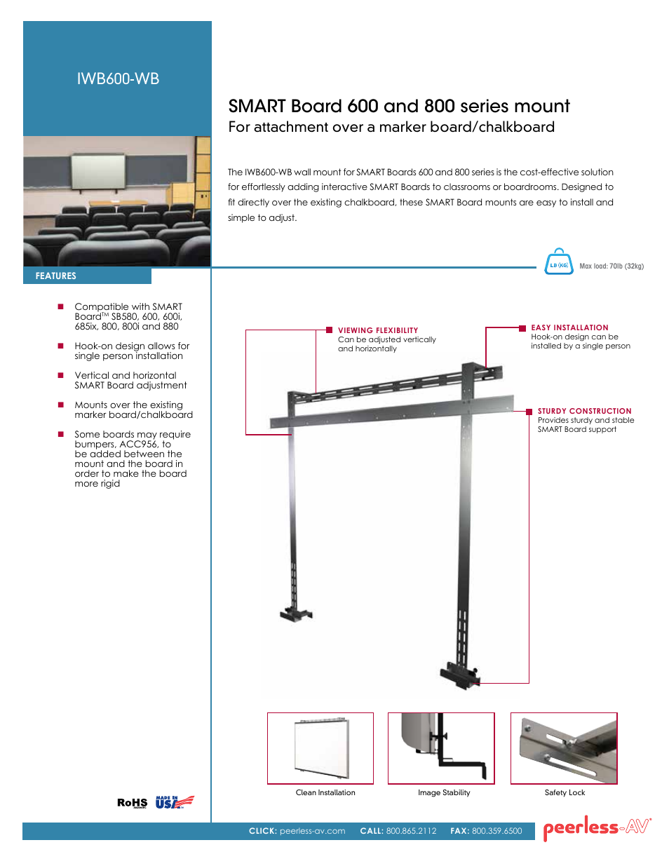 Peerless-AV IWB600-WB  - Sell Sheet User Manual | 2 pages