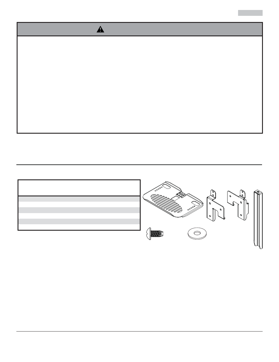 Avertissement, Liste des pièces, Db e f c | Outils nécessaires au montage | Peerless-AV ACCXT301 - Installation User Manual | Page 8 / 11