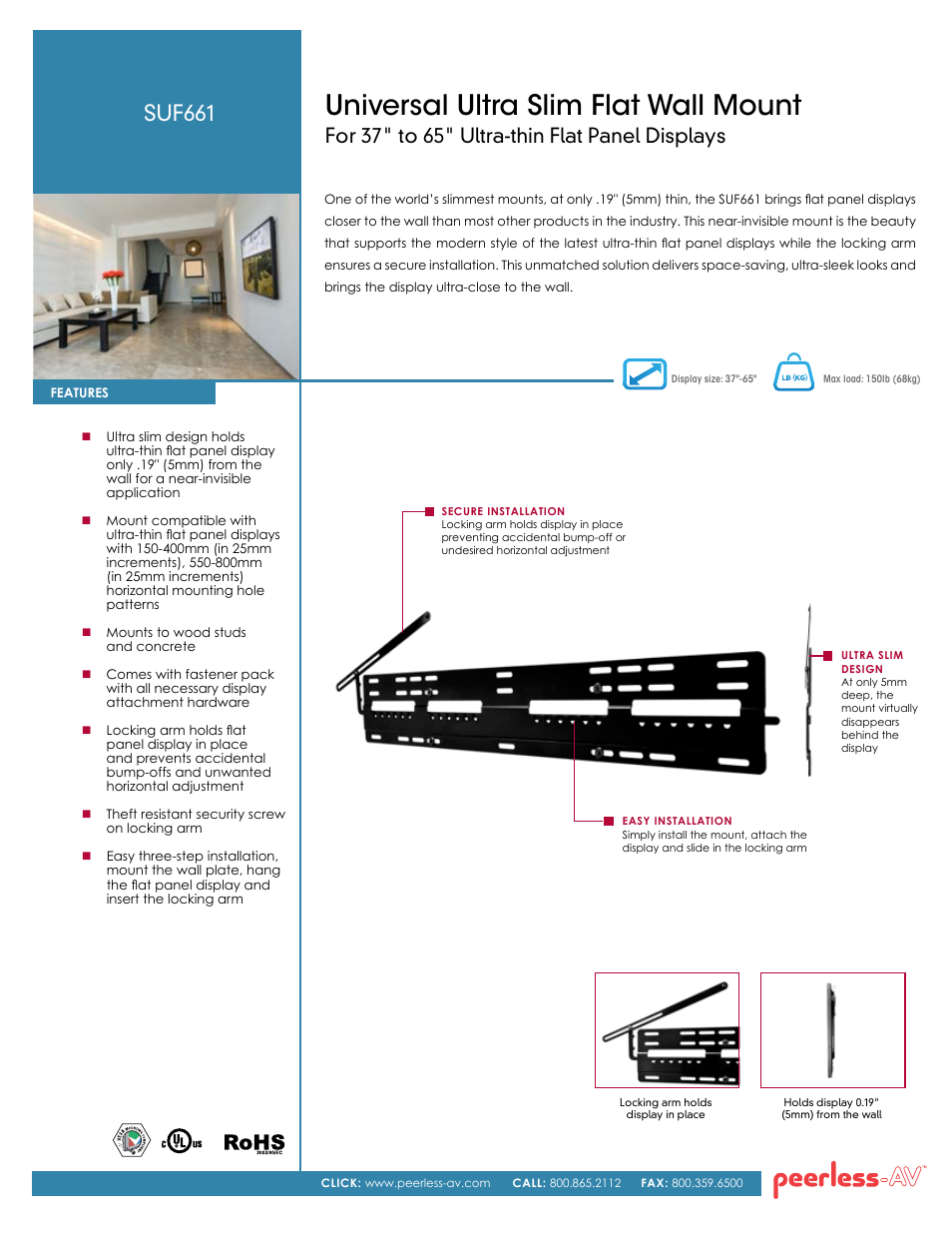 Peerless-AV SUF661  - Sell Sheet User Manual | 2 pages