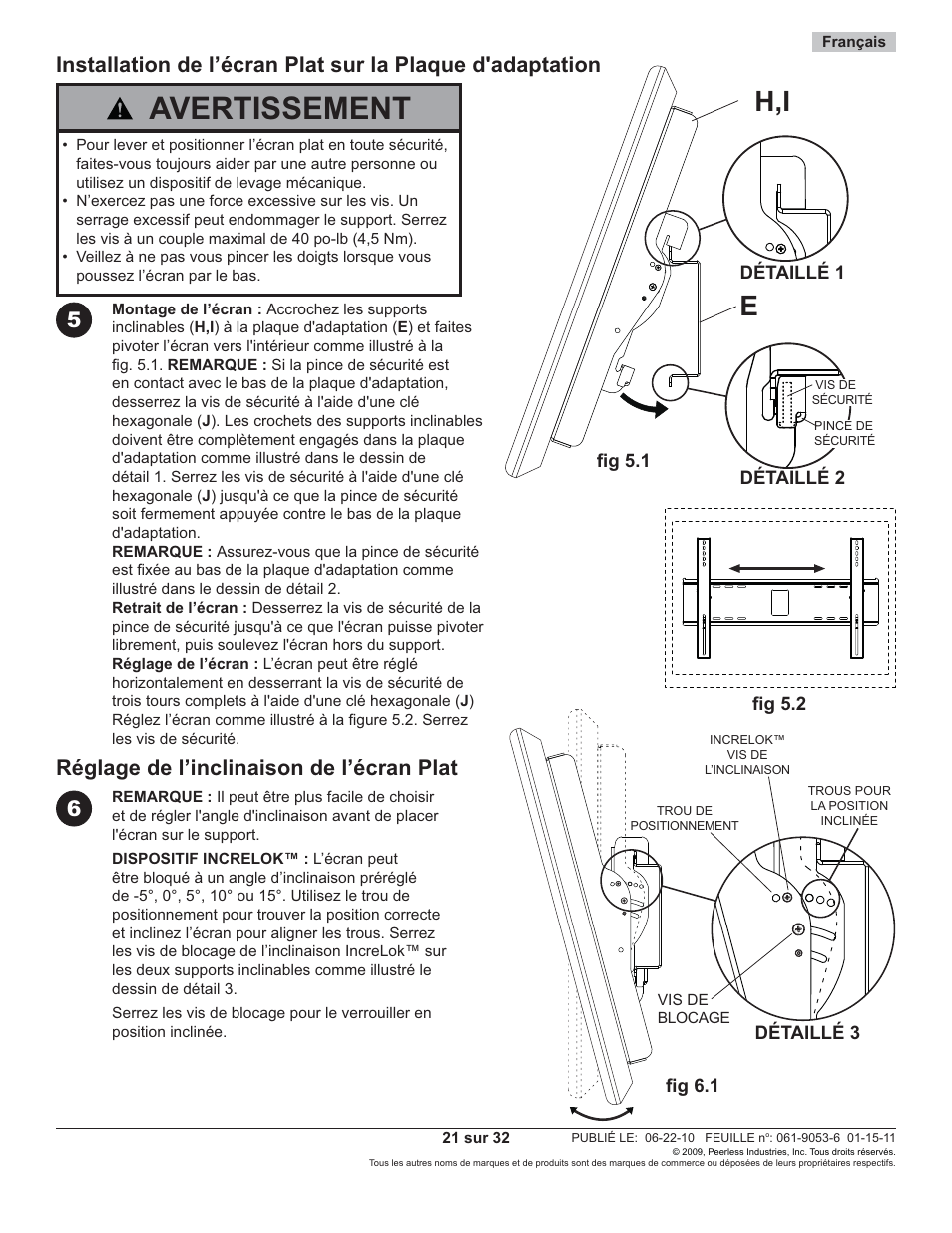 Avertissement, Eh,i | Peerless-AV EPMU-08-S - Installation User Manual | Page 21 / 32