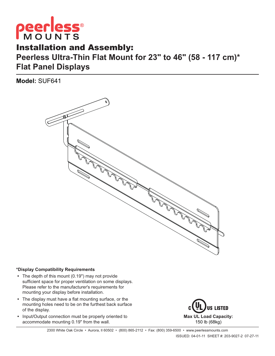 Peerless-AV SUF641 - Installation User Manual | 26 pages