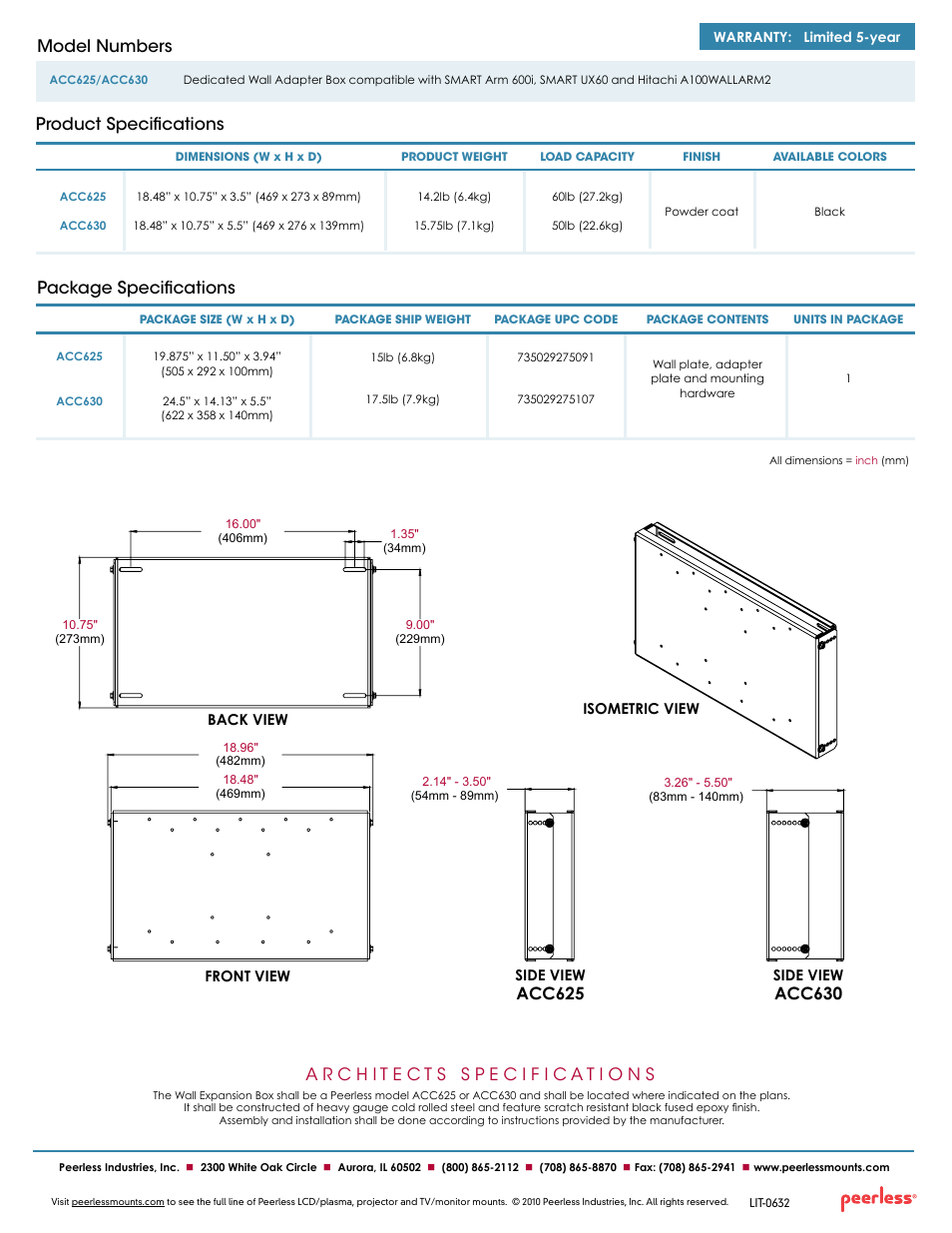 Peerless-AV ACC630  - Sell Sheet User Manual | Page 2 / 2