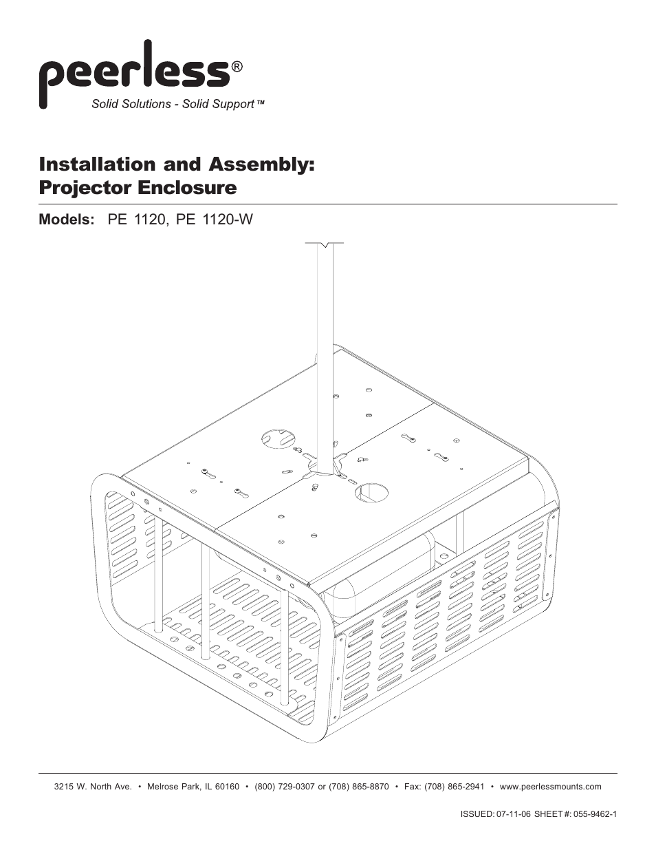 Peerless-AV PE1120-W - Installation User Manual | 7 pages