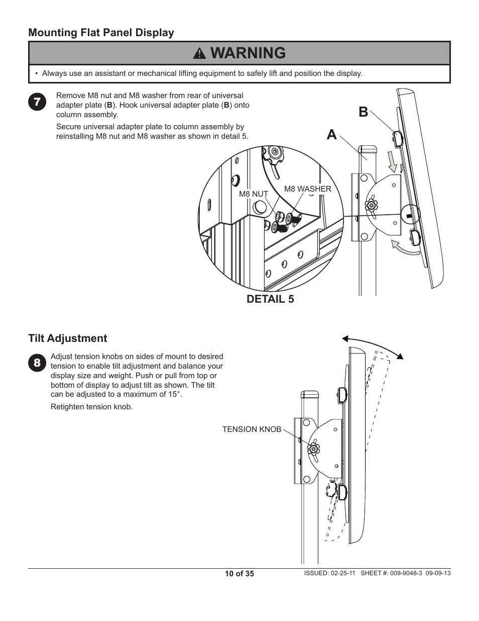Warning | Peerless-AV SC550 - Installation User Manual | Page 10 / 35