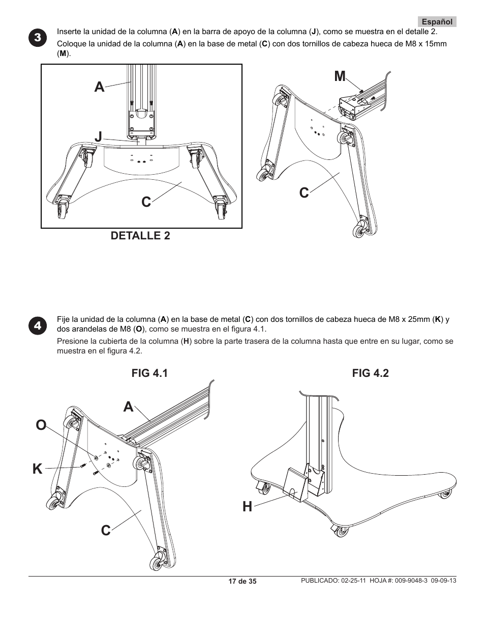 Jc c a m, Ca k o h | Peerless-AV SC550 - Installation User Manual | Page 17 / 35