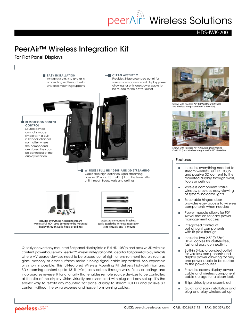 Peerless-AV HDS-IWK-200  - Sell Sheet User Manual | 2 pages