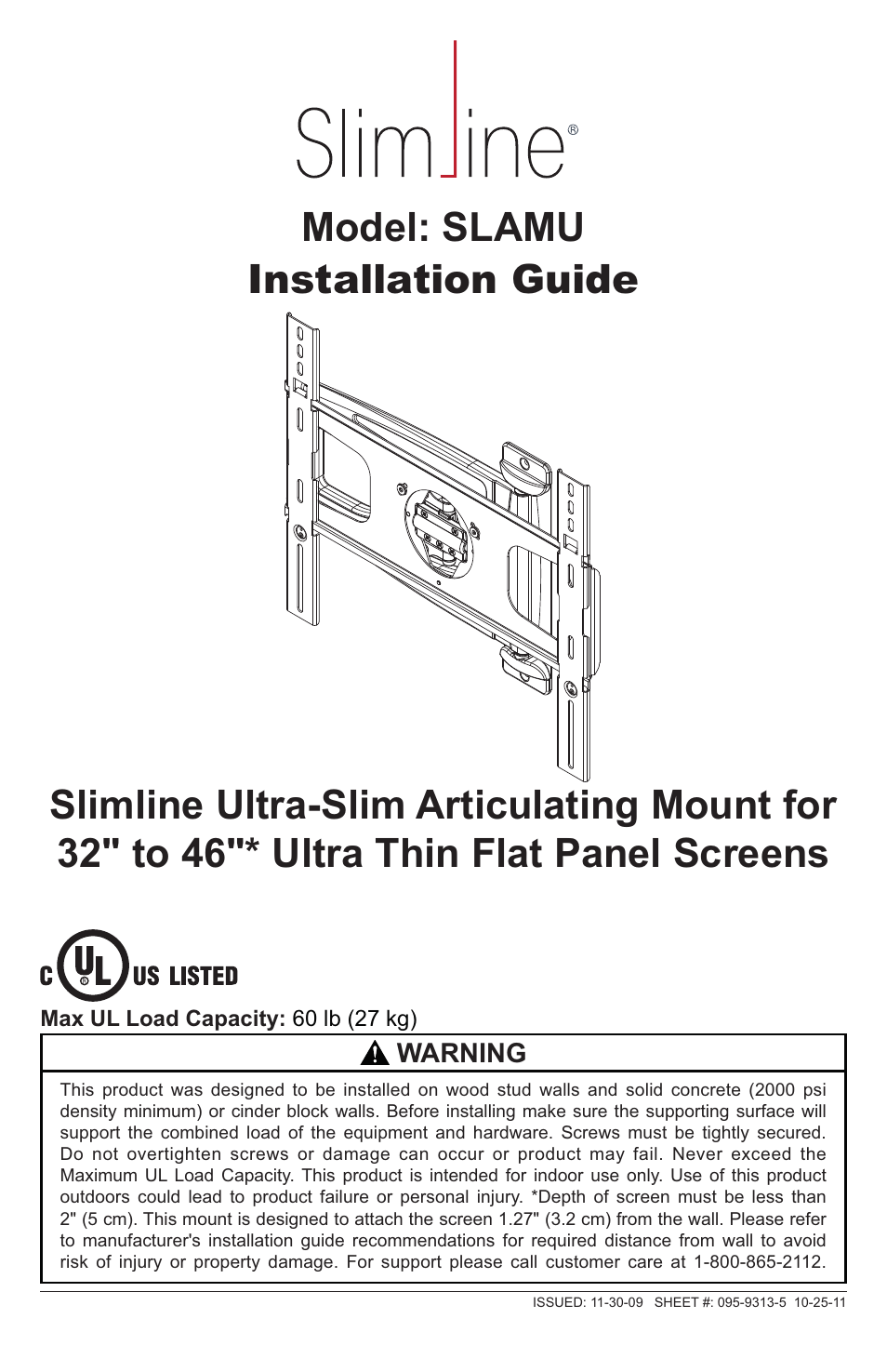 Peerless-AV SLAMU - Installation User Manual | 24 pages