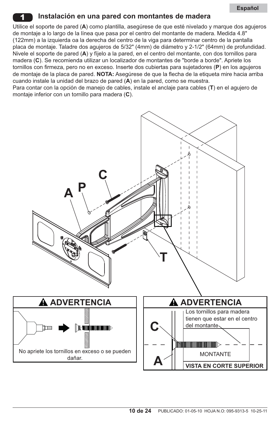 Cp a t | Peerless-AV SLAMU - Installation User Manual | Page 10 / 24