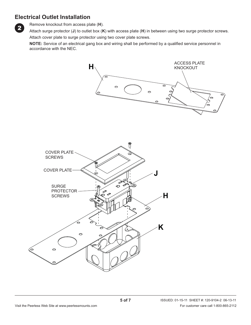 Hj k h | Peerless-AV IBA2AC-W - Installation User Manual | Page 5 / 7