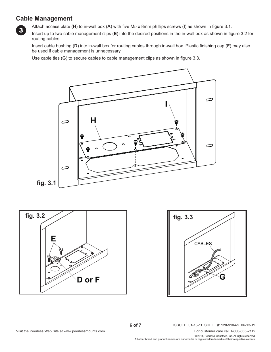 Ed or f g | Peerless-AV IBA2AC-W - Installation User Manual | Page 6 / 7