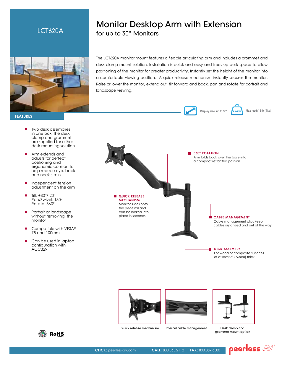 Peerless-AV LCT620A  - Sell Sheet User Manual | 2 pages