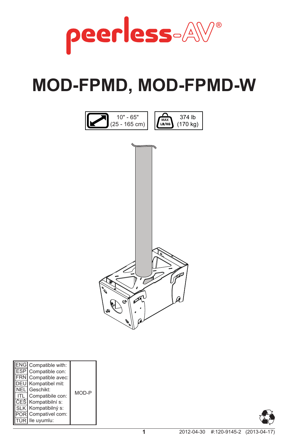 Peerless-AV MOD-FPMD - Installation User Manual | 12 pages