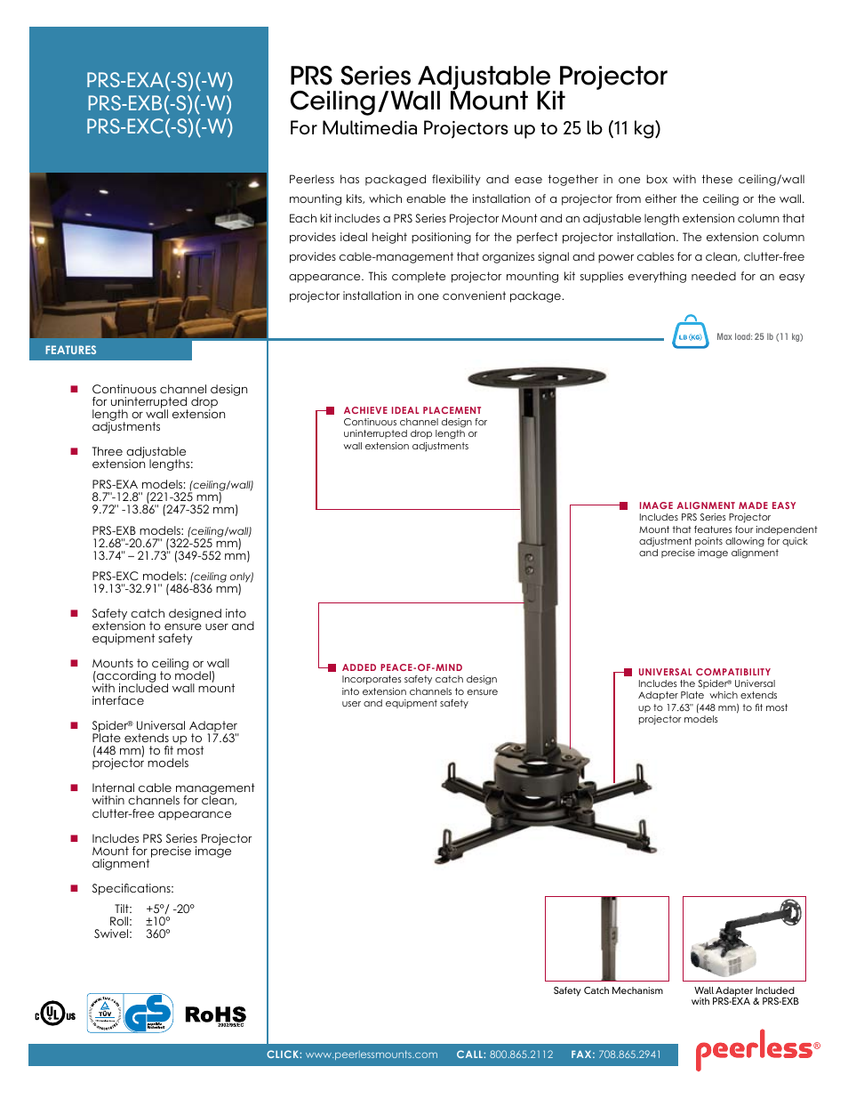 Peerless-AV PRS-EXC-W  - Sell Sheet User Manual | 2 pages