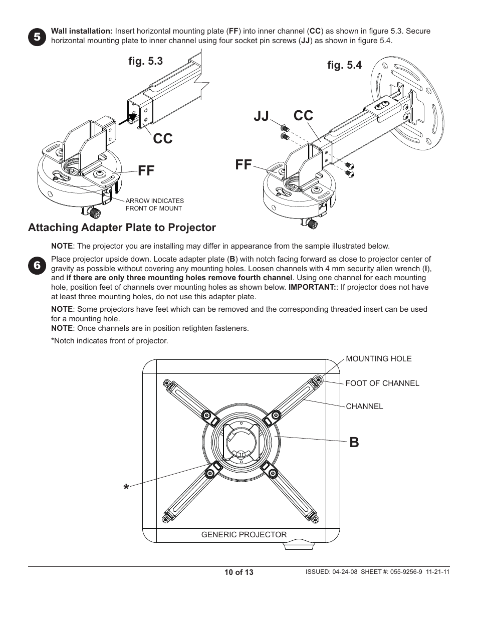 Ff cc, Ff jj cc | Peerless-AV PRS-EXC-W - Installation User Manual | Page 10 / 13
