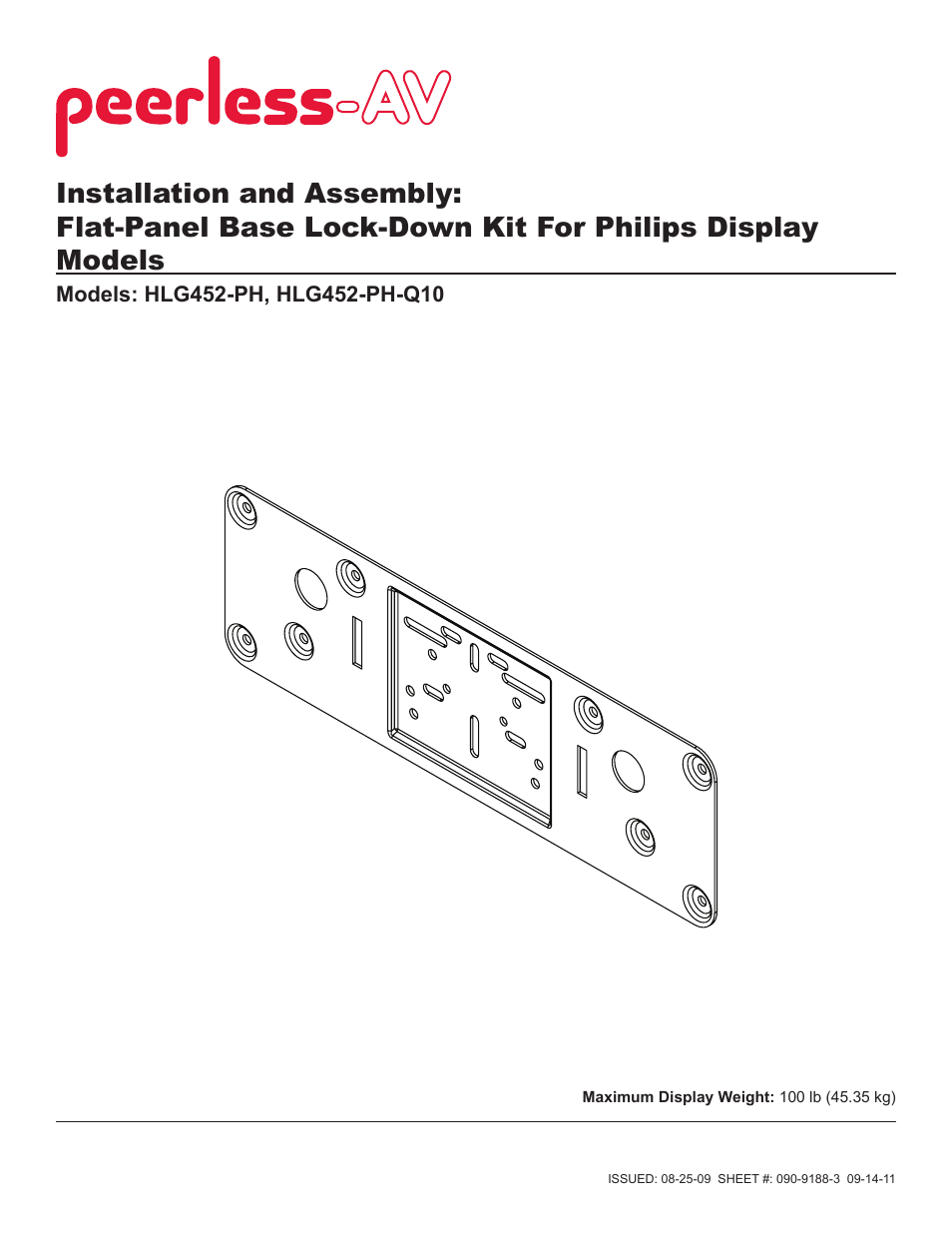 Peerless-AV HLG452-PH-Q10 - Installation User Manual | 5 pages