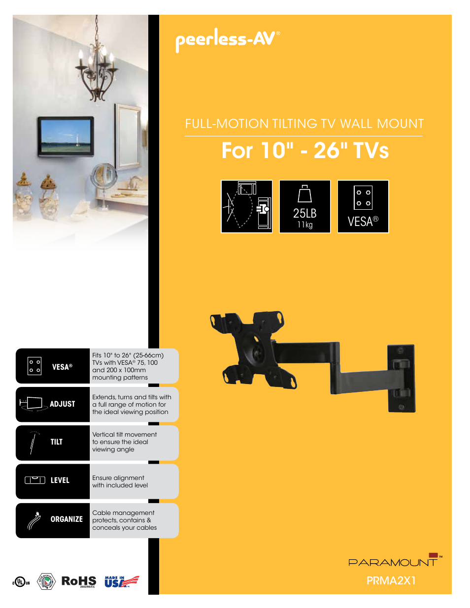 Peerless-AV PRMA2X1  - Sell Sheet User Manual | 2 pages