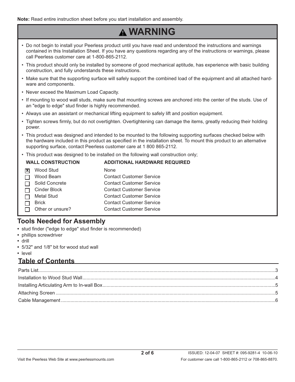 Peerless-AV IB40-W - Installation User Manual | Page 2 / 6