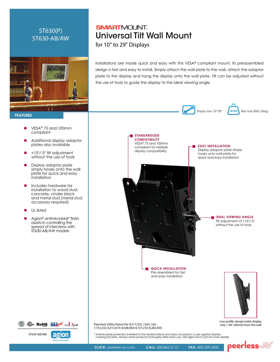 Peerless-AV ST630P  - Sell Sheet User Manual | 2 pages