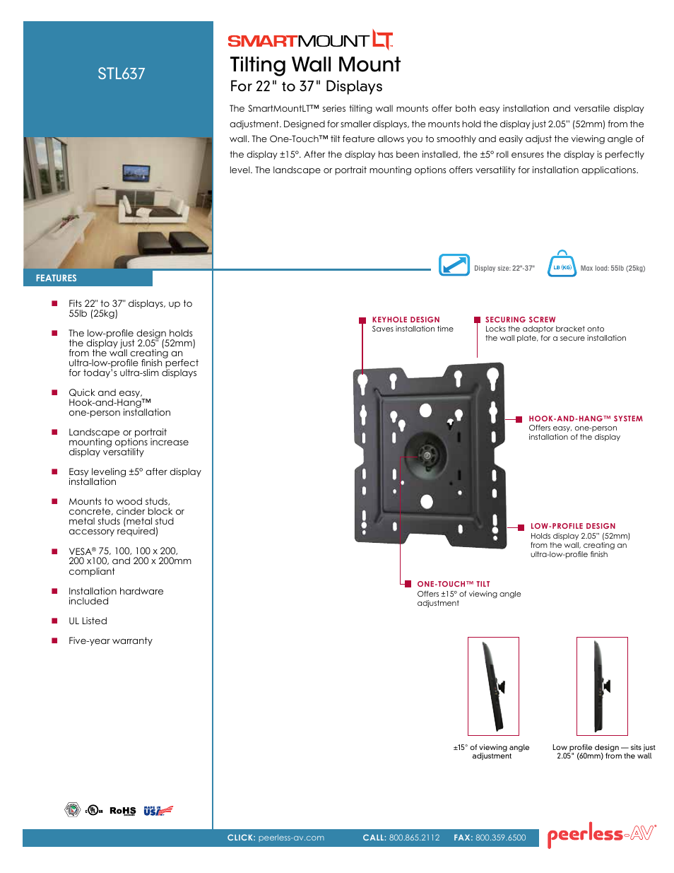 Peerless-AV STL637  - Sell Sheet User Manual | 2 pages
