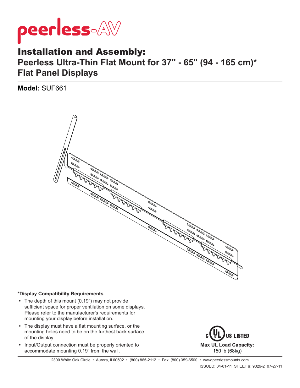 Peerless-AV SUF661 - Installation User Manual | 29 pages