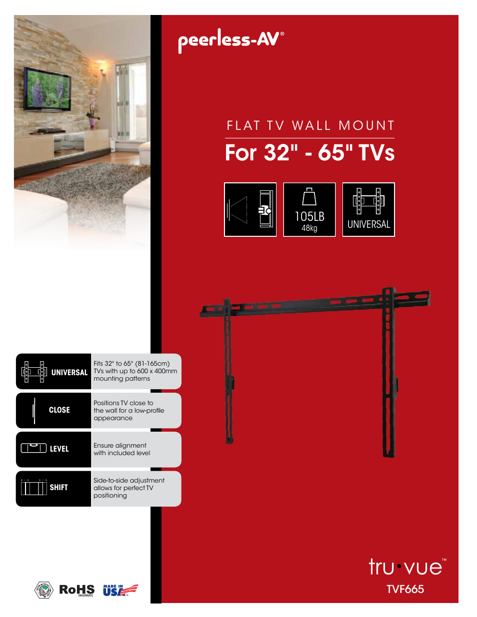 Peerless-AV TVF665  - Sell Sheet User Manual | 2 pages