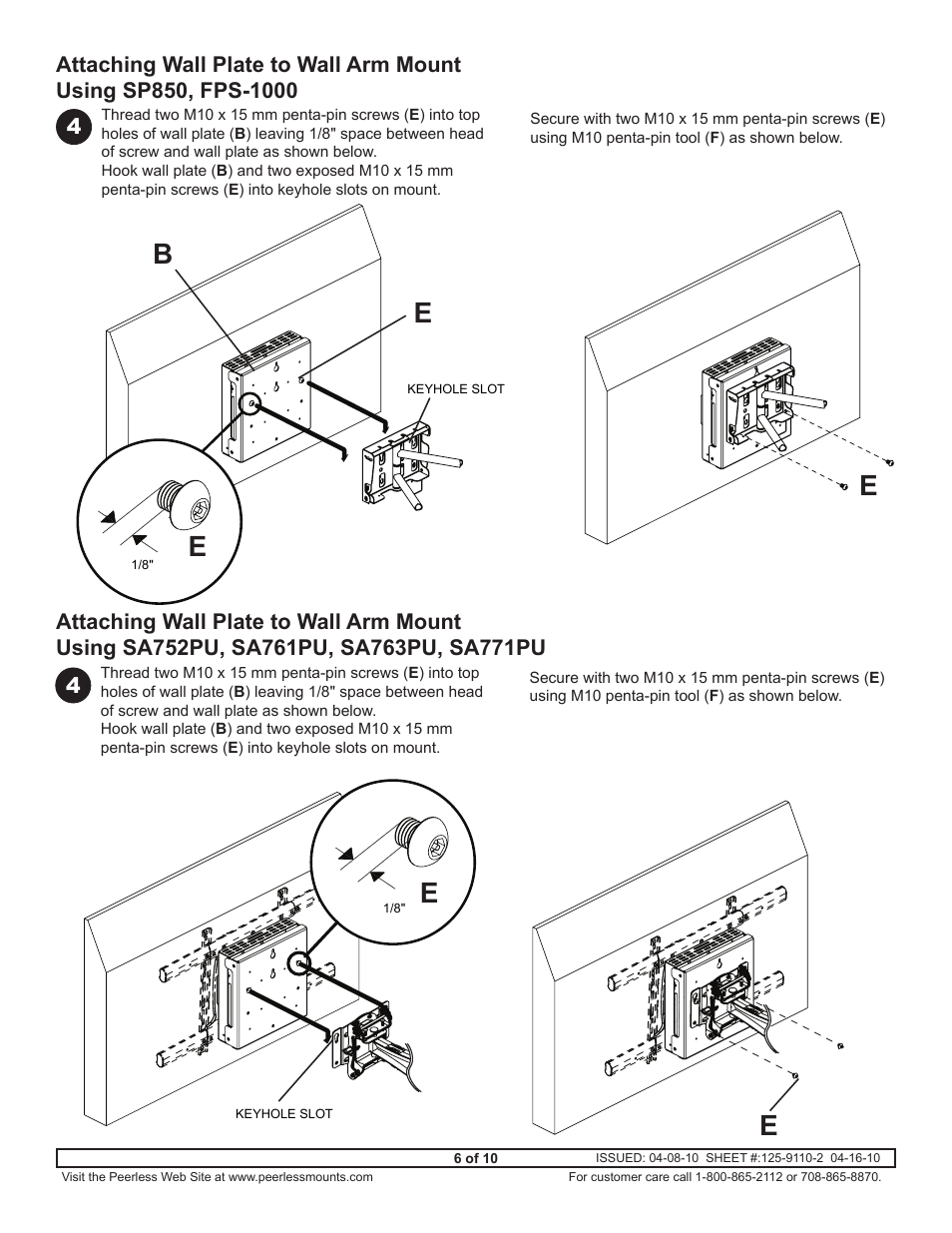 Peerless-AV DSX750 - Installation User Manual | Page 6 / 10