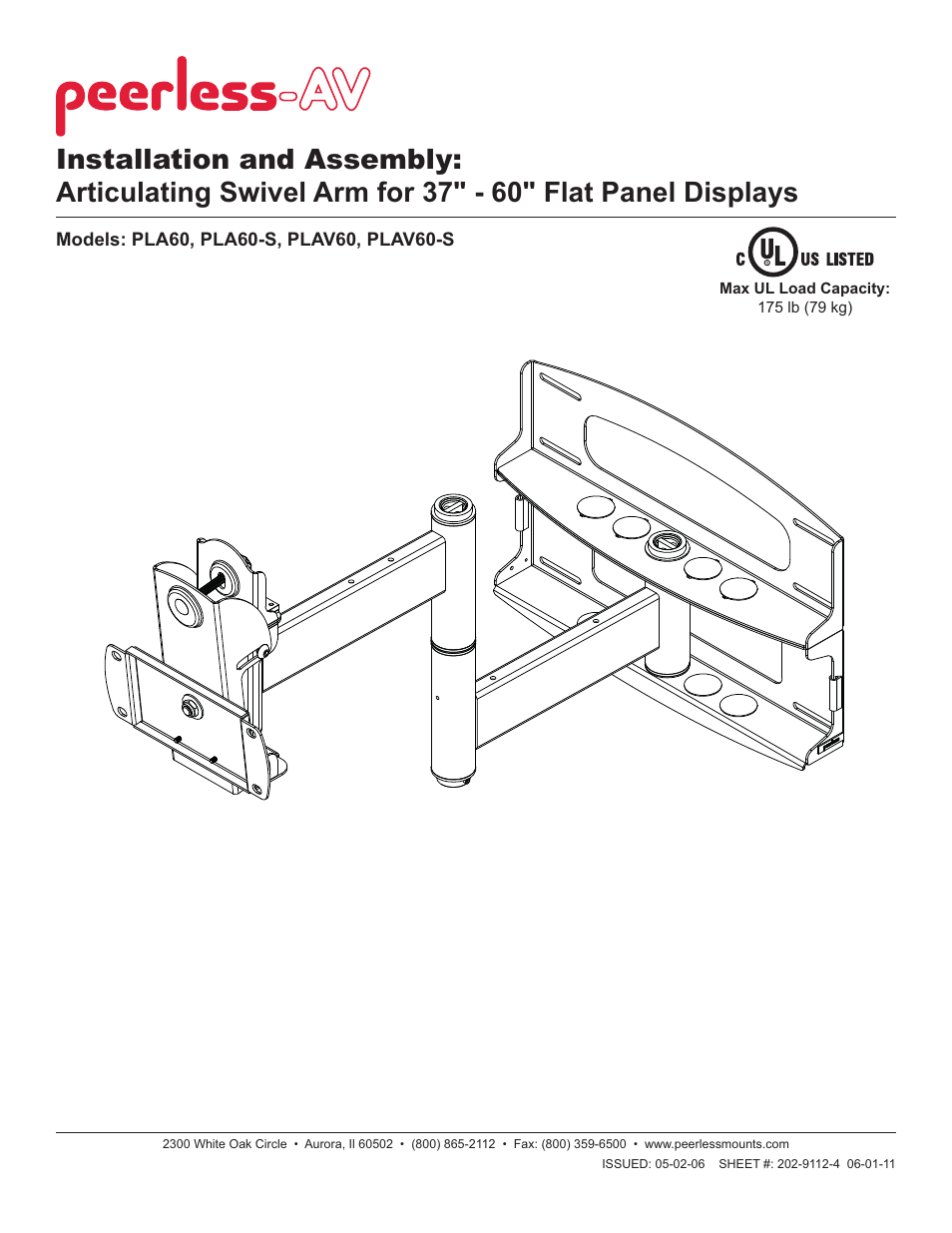 Peerless-AV PLAV60 - Installation User Manual | 10 pages