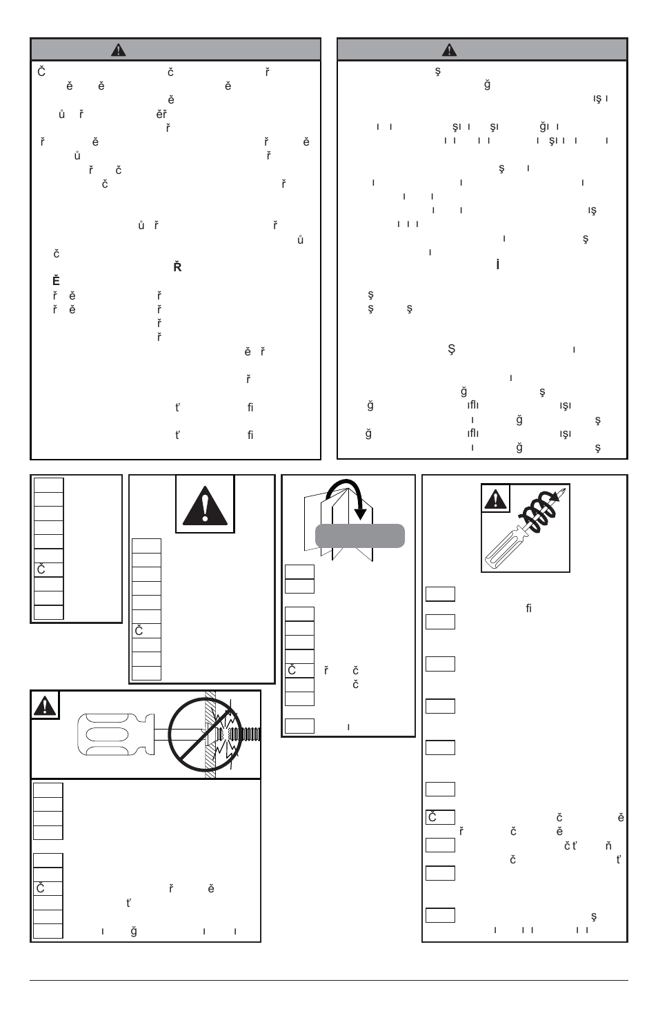 Uyari, Výstraha | Peerless-AV YBP4X4 - Installation User Manual | Page 4 / 24
