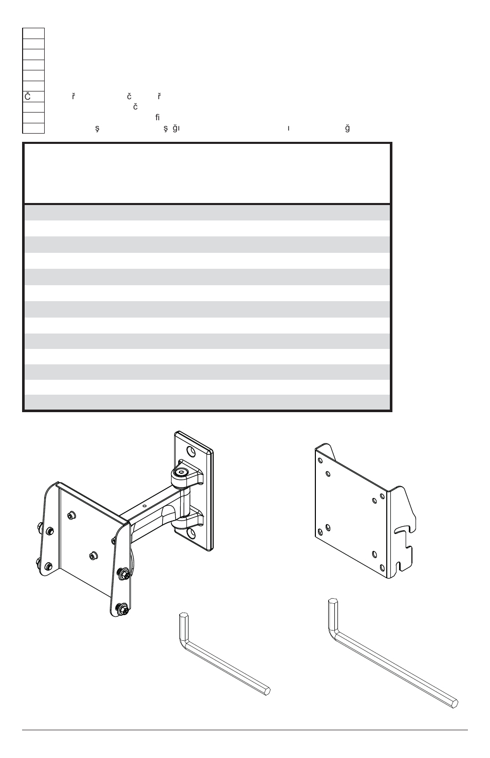 Parts list, A (1) b (1), C (1) m (1) | Peerless-AV YBP100 - Installation User Manual | Page 5 / 20