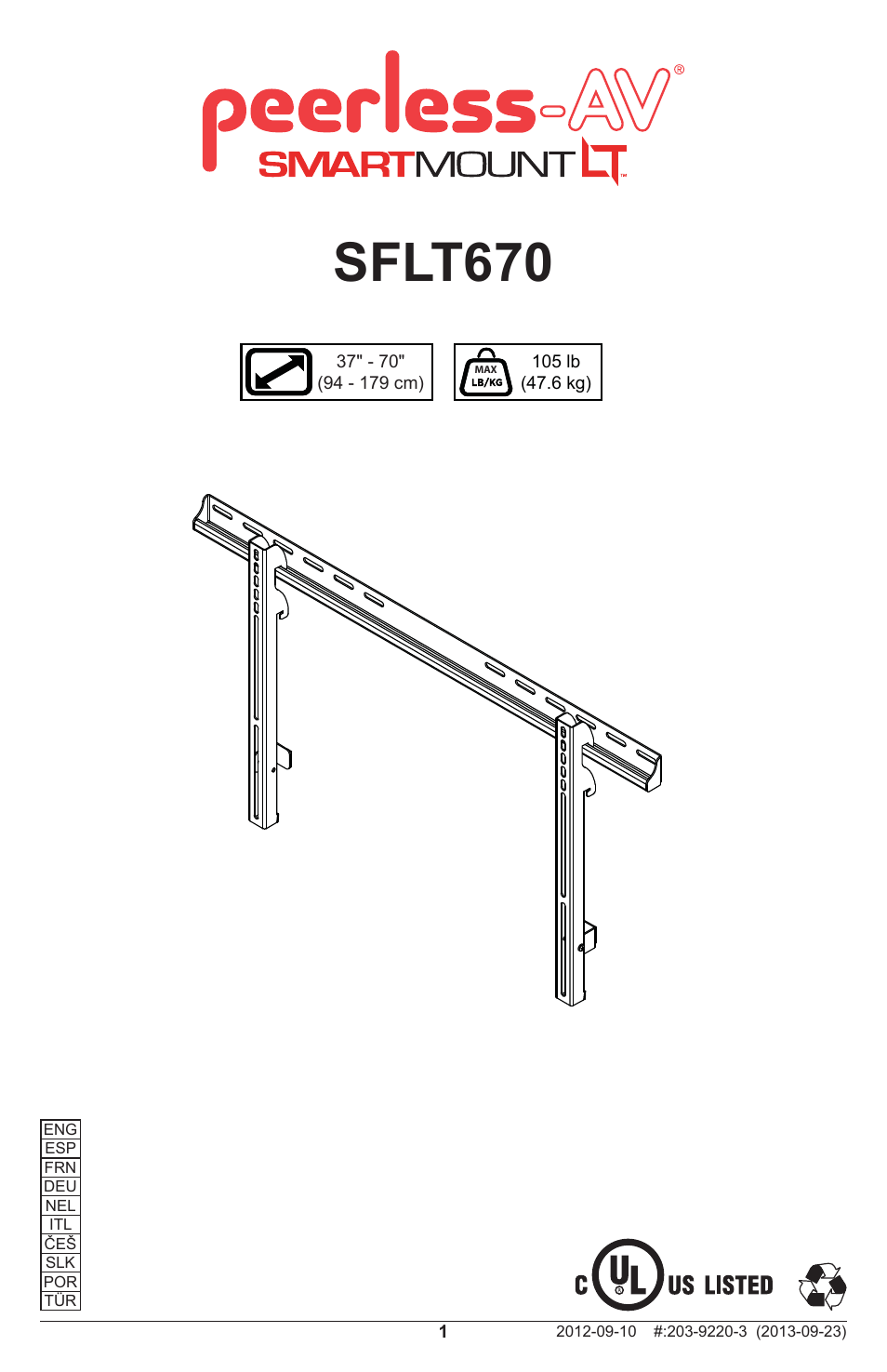 Peerless-AV SFLT670 - Installation User Manual | 20 pages