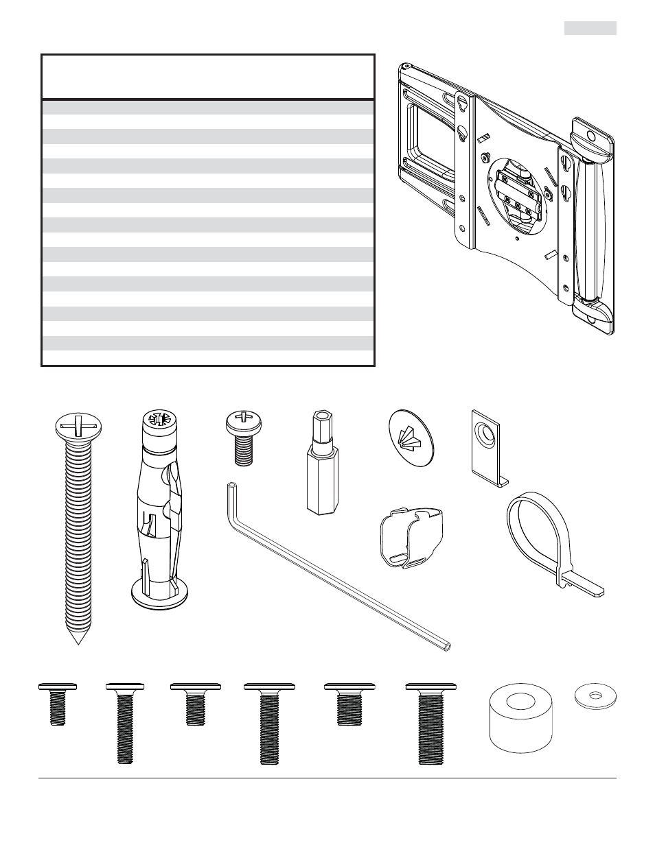 Lista de piezas | Peerless-AV SUA737 - Installation User Manual | Page 10 / 23
