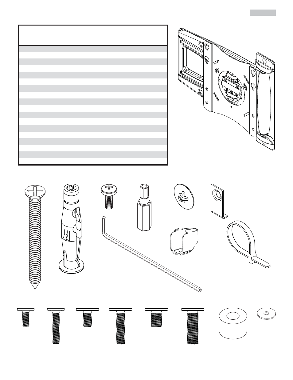 Liste des pièces | Peerless-AV SUA737 - Installation User Manual | Page 17 / 23
